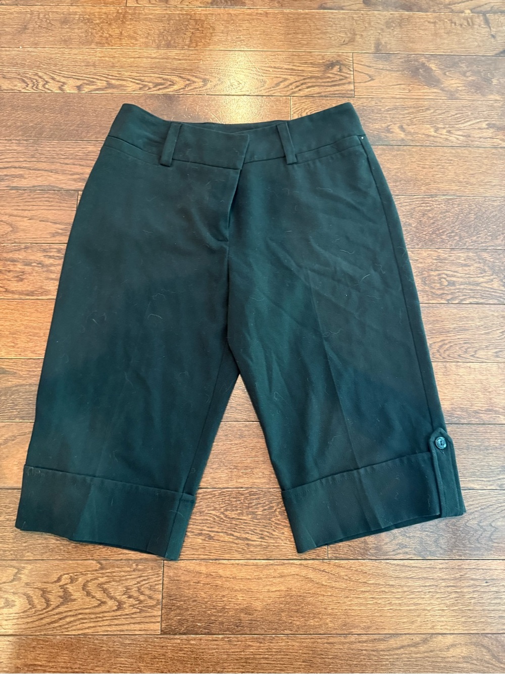 A. Byer Black Cuffed Bermuda Capris